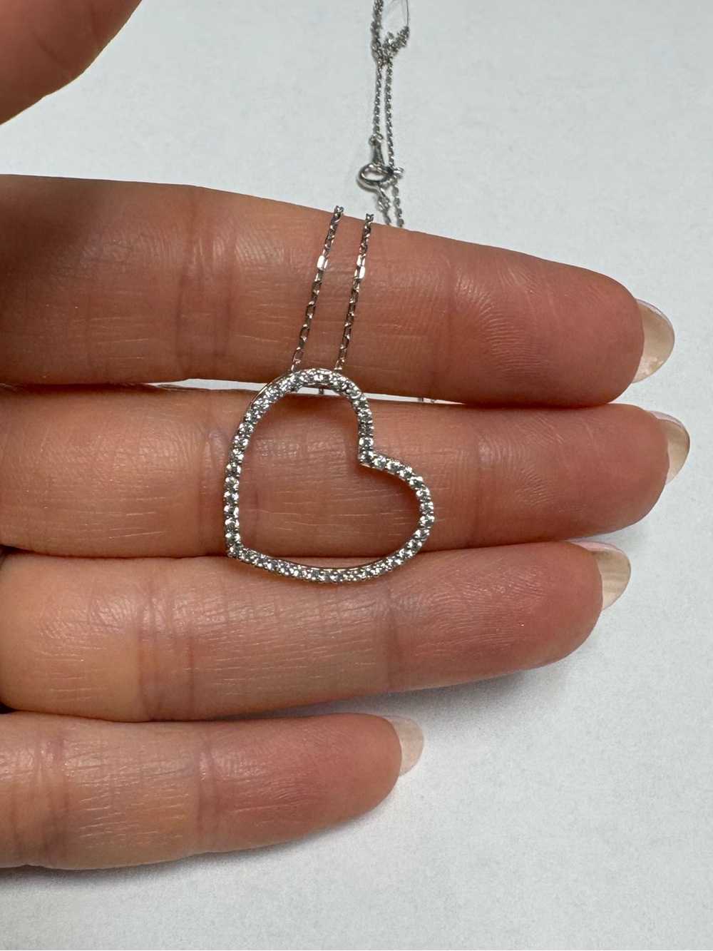Suzy Levian Sterling Silver White CZ Heart Pendant Necklace NWT